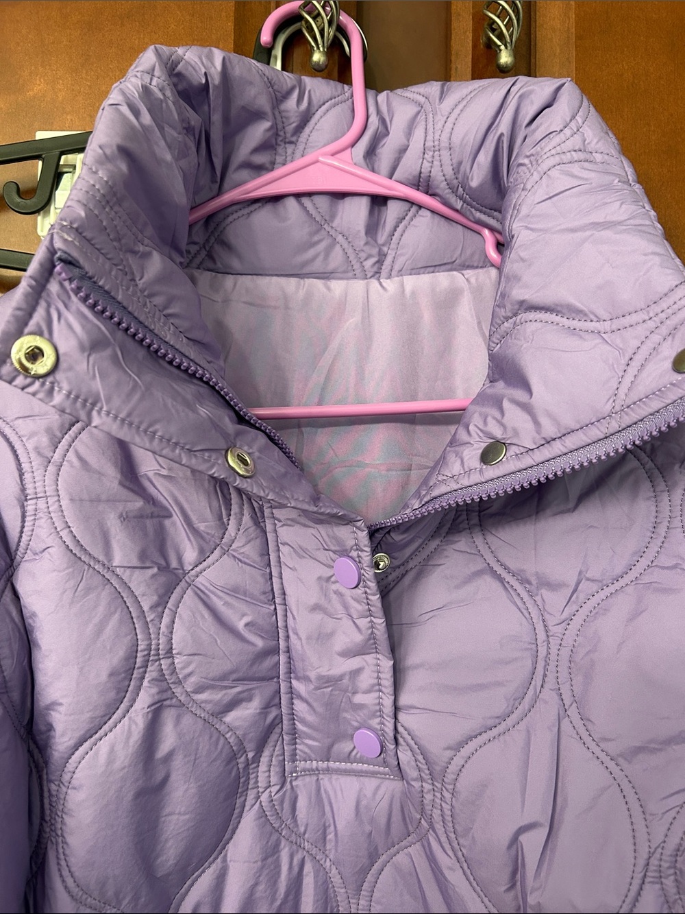 Adult Oversized Quilted Pullover Jacket - Lavender Large - Picture 2 of 4